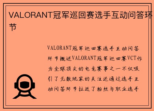 VALORANT冠军巡回赛选手互动问答环节