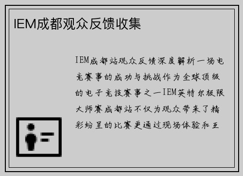 IEM成都观众反馈收集