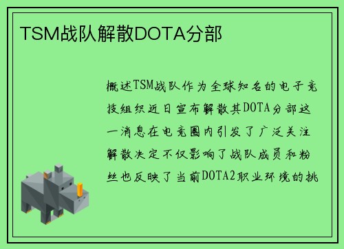 TSM战队解散DOTA分部